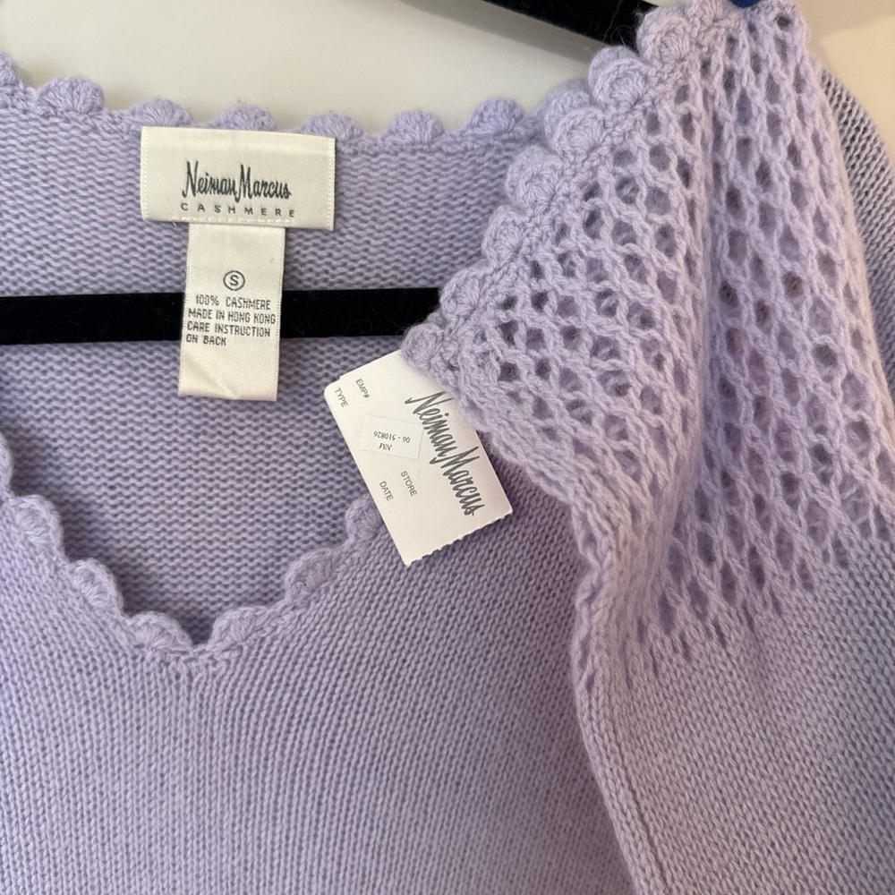 Neiman Marcus Lilac Cashmere Knit Top